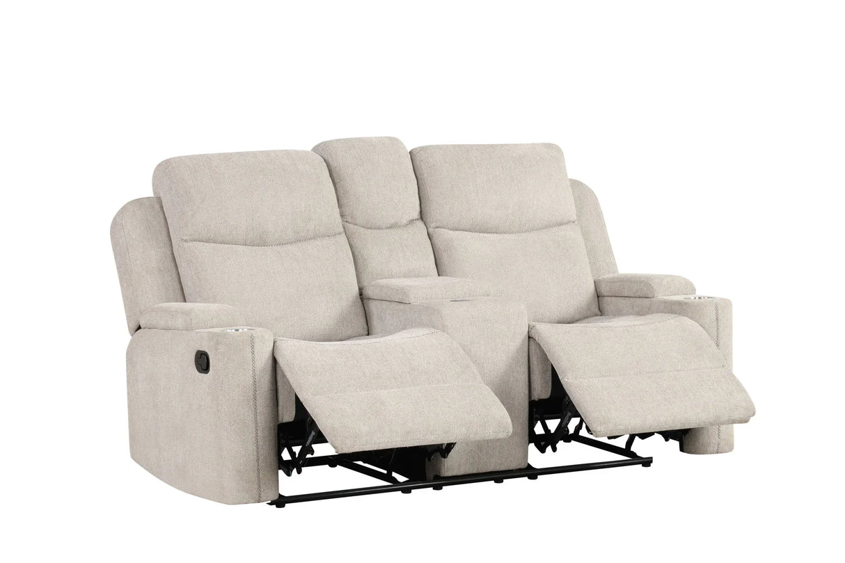 Galya - Motion Loveseat With Console - Light Gray - Furniture Home Direct