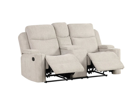 Galya - Motion Loveseat With Console - Light Gray - Furniture Home Direct