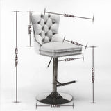 Thick Golden Swivel Velvet Barstools Adjusatble Seat Height From 25-33", Modern Upholstered Bar Stools With Backs Comfortable Tufted For Home Pub And Kitchen Island (Set of 2) - Furniture Home Direct