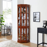 Corner Curio Cabinet With 5 Shelves And Lighting System (E26 Light Bulb Not Included) - Furniture Home Direct