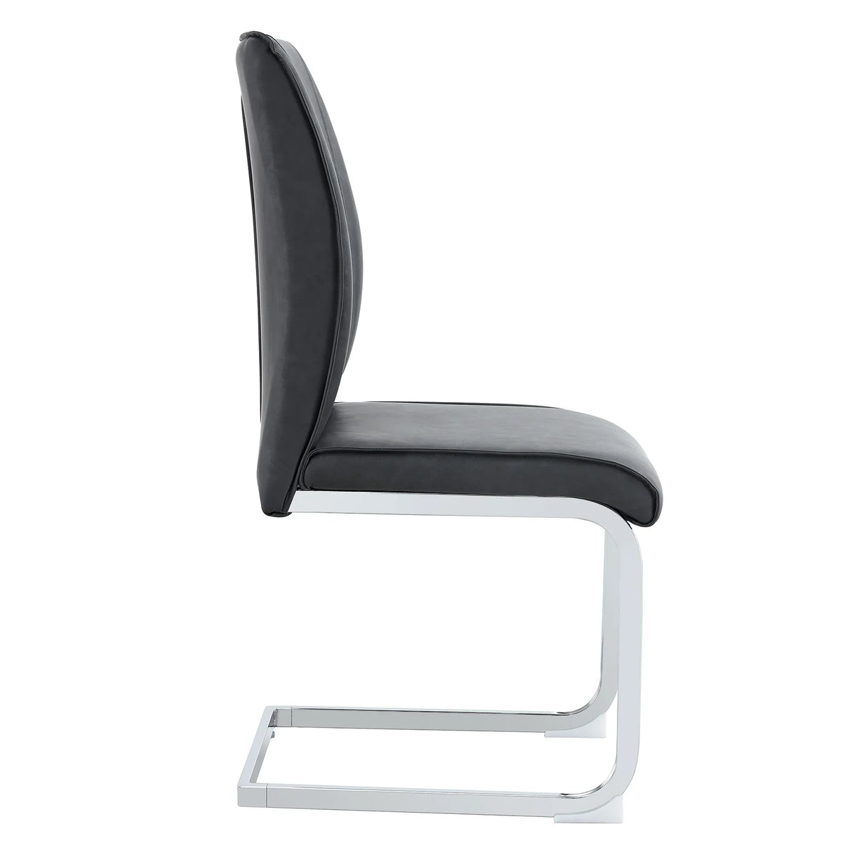 Dining Chairs Cantilever Metal Frame Polished PU Dark Gray - Furniture Home Direct
