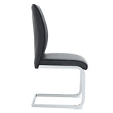 Dining Chairs Cantilever Metal Frame Polished PU Dark Gray - Furniture Home Direct