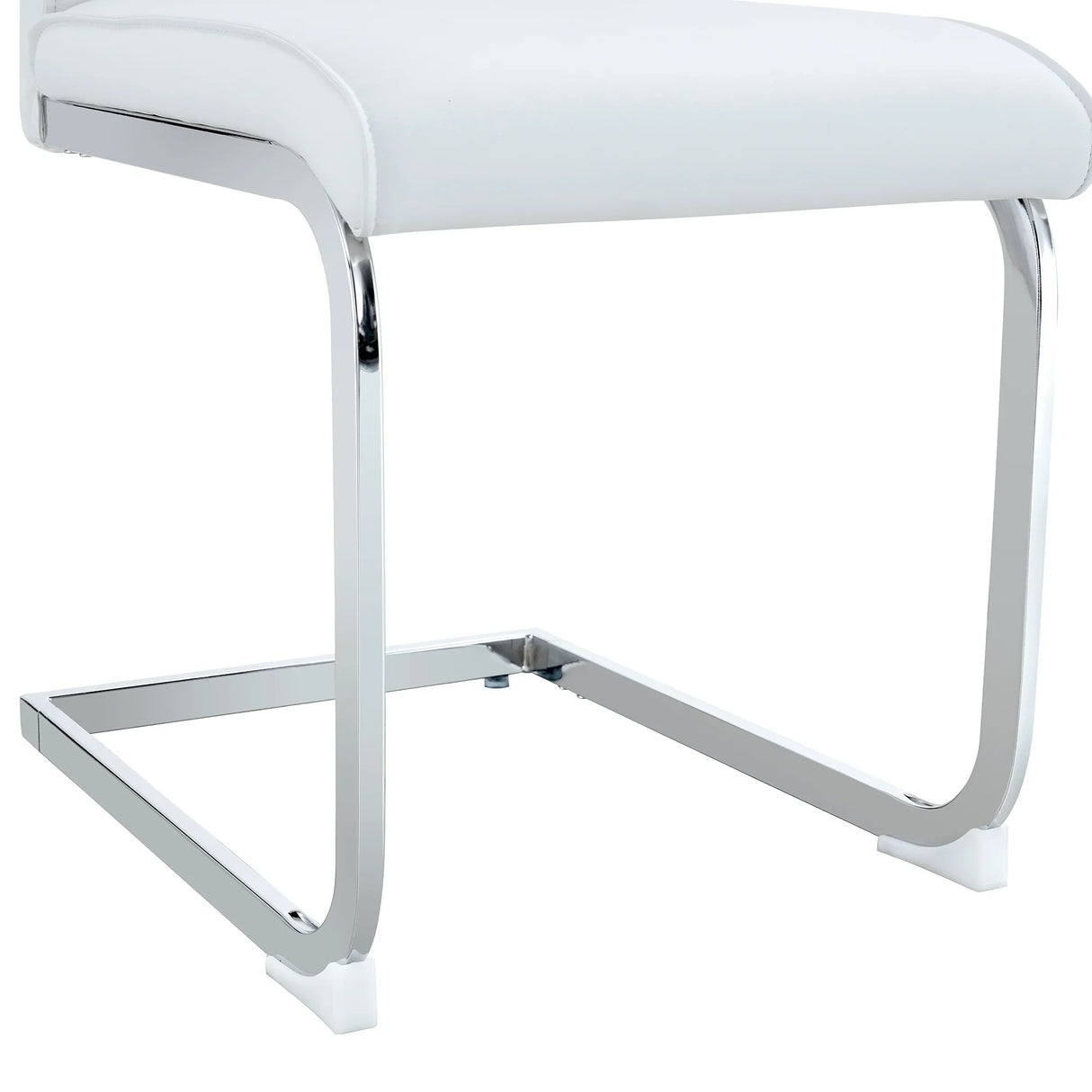Dining Chairs Set Modern PU Upholstered Chrome White - Furniture Home Direct