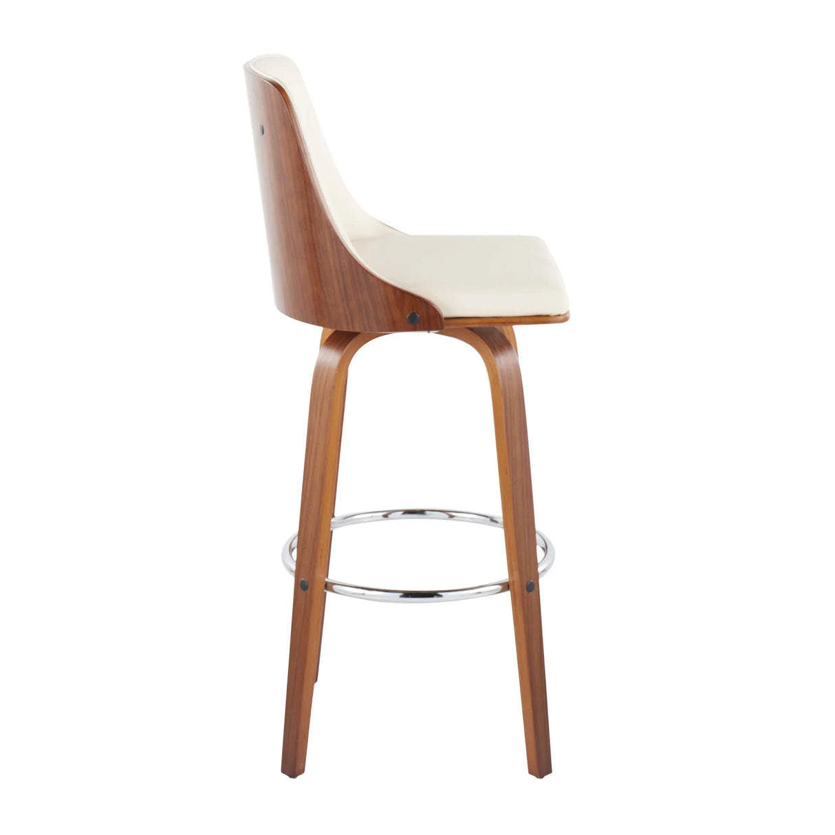 Gianna - Mid Century Modern Fixed Height Barstool With Swivel With Round Footrest (Set of 2) - Furniture Home Direct