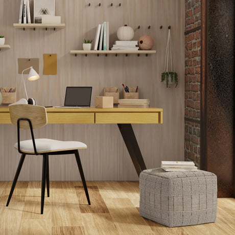 Elmer - Square Woven Pouf - Natural / Gray - Furniture Home Direct