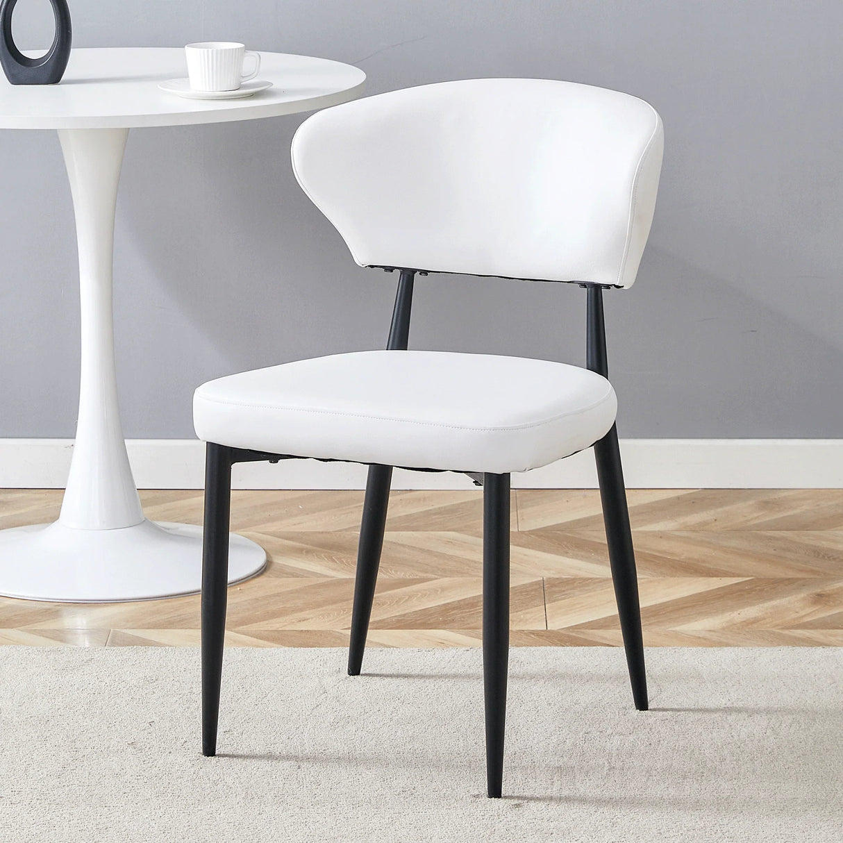 Dining Chairs Set Of 4 Modern Upholstered Metal Legs White - Furniture Home Direct