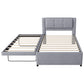 Upholstery Platform Bed With Trundle,Trundle Can Be Flat Or Erected - Furniture Home Direct