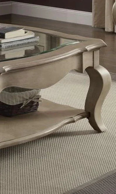 Chelmsford - Clear Glass Coffee Table - Taupe - Furniture Home Direct