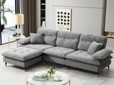 Sectional Sofa Cloud Chenille L Shape With Ottoman Gray - Furniture Home Direct