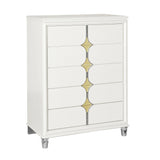 King Bedroom Set Contemporary Wood Frame Gold Accents White - Furniture Home Direct