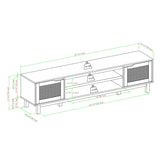 Modern Rattan Door Low TV Stand For TVs Up To 80" - Black - Furniture Home Direct