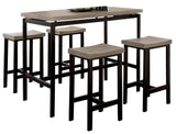 Counter Height Dining Set Four Stools Two Tone Black Beige - Furniture Home Direct