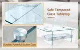Coffee Table Glass Top Marble Base Modern Style White - Furniture Home Direct