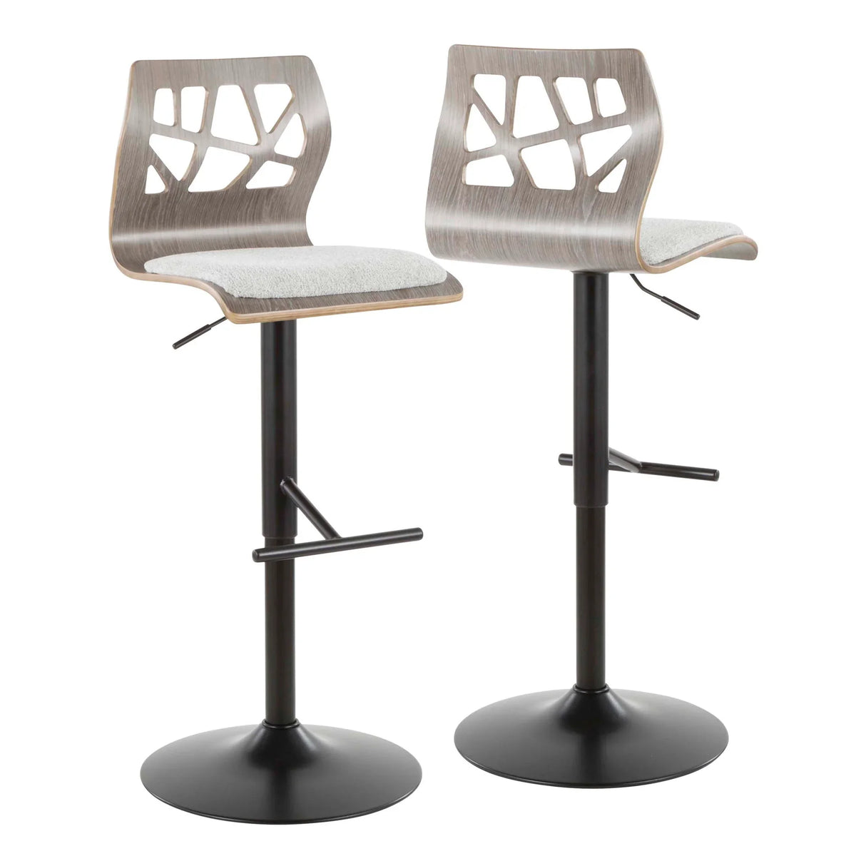 Folia - Mid Century Modern Adjustable Barstool With Swivel & Rounded T Footrest (Set of 2) - Furniture Home Direct