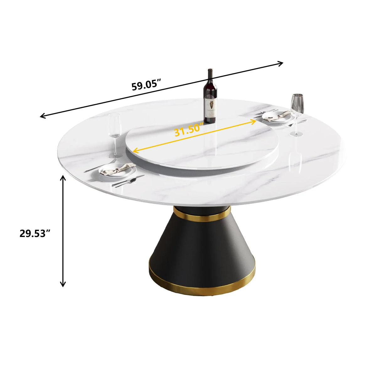 Modern Artificial Stone Round Carbon Steel Base Dining Table Stone Turntable - Furniture Home Direct