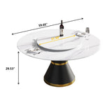 Modern Artificial Stone Round Carbon Steel Base Dining Table Stone Turntable - Furniture Home Direct