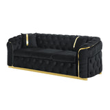 Button Tufted Couch With 2 Pillows, 3 Seater Luxury Chesterfield Sofa - Furniture Home Direct