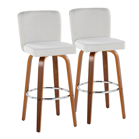 Henry - Contemporary Fixed Height Barstool With Swivel With Round Footrest (Set of 2) - Furniture Home Direct