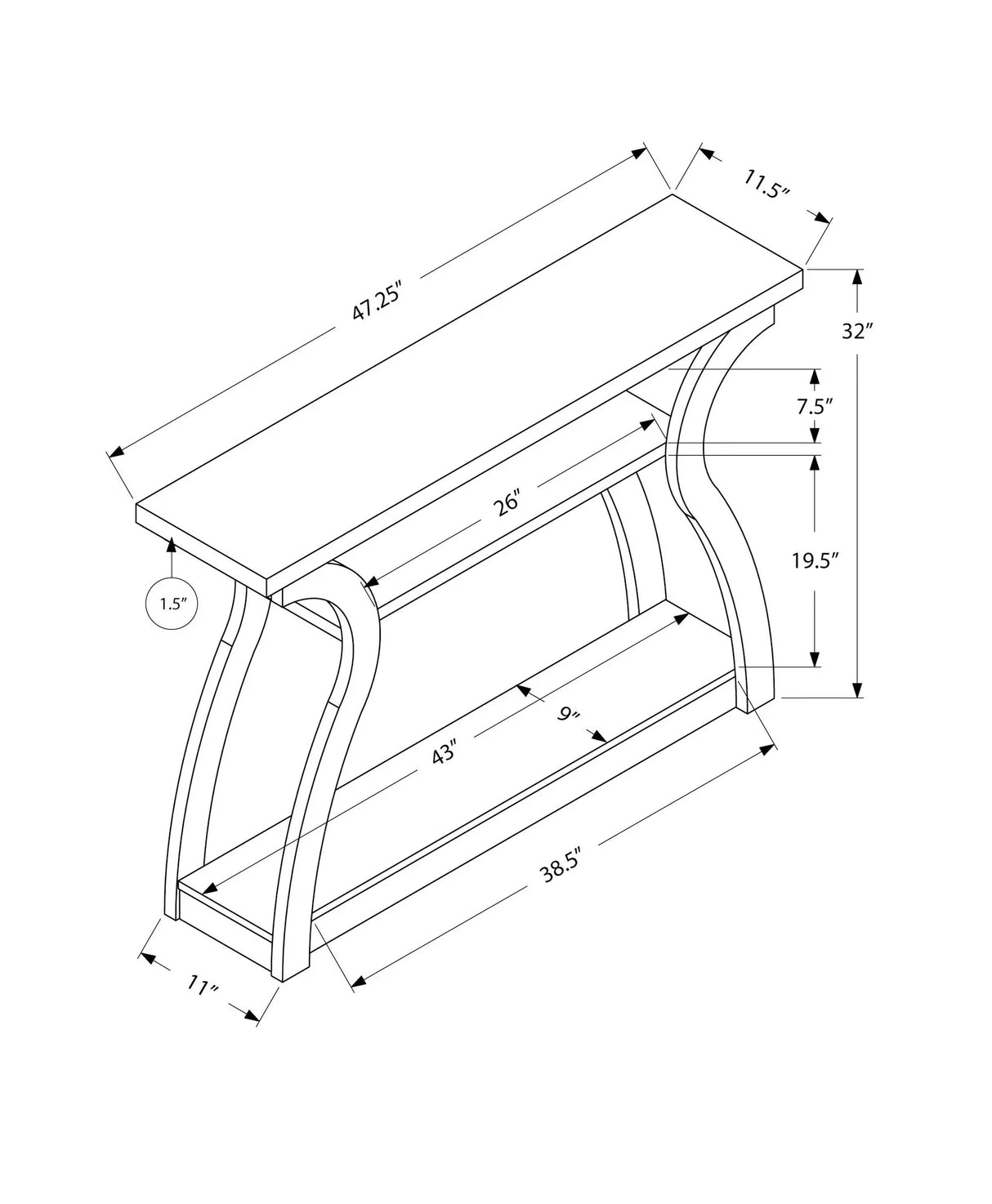 Accent Console Table For Entryway, Unique Curved Design - Furniture Home Direct