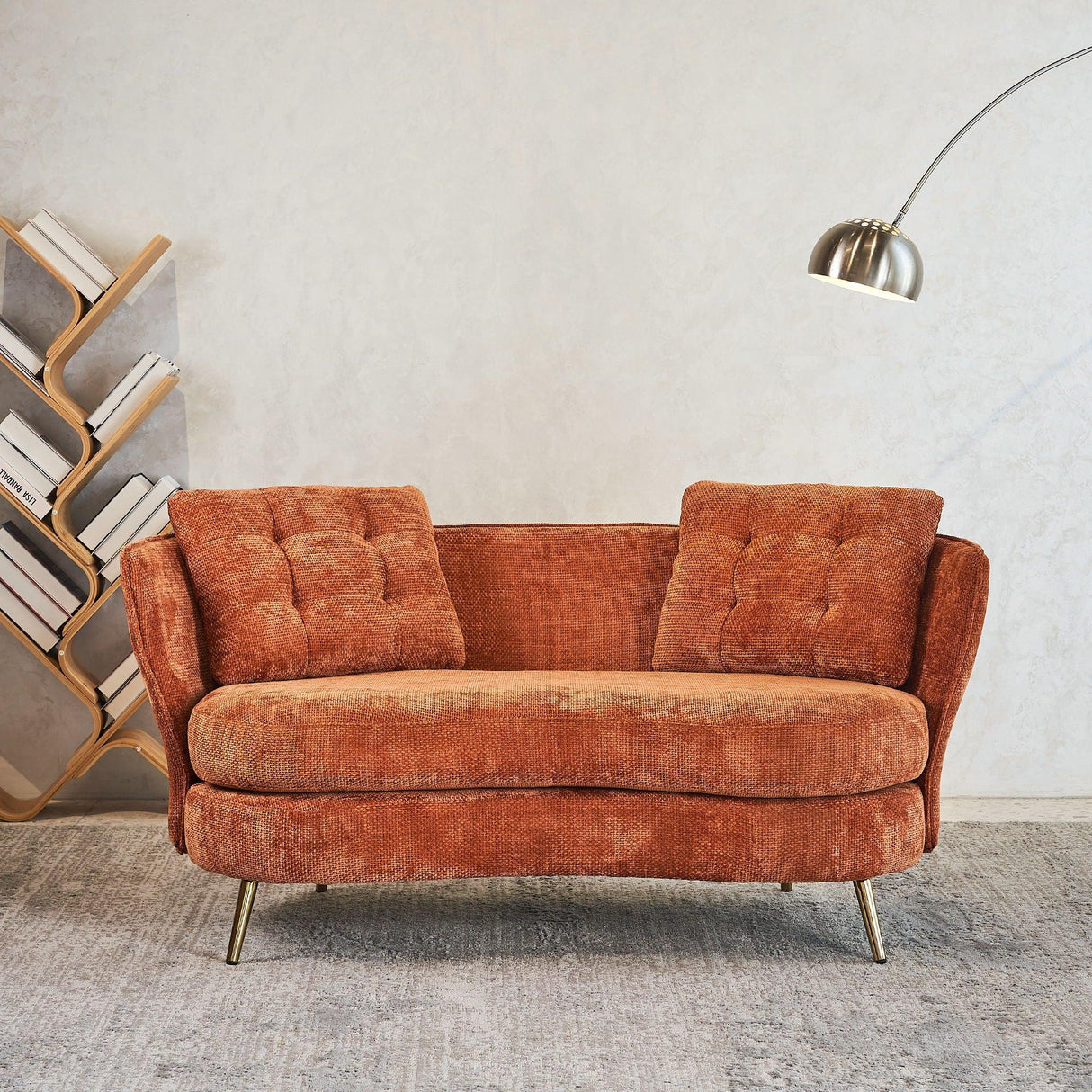 Loveseat Sofa, Upholstered Couch With Metal Legs - Furniture Home Direct