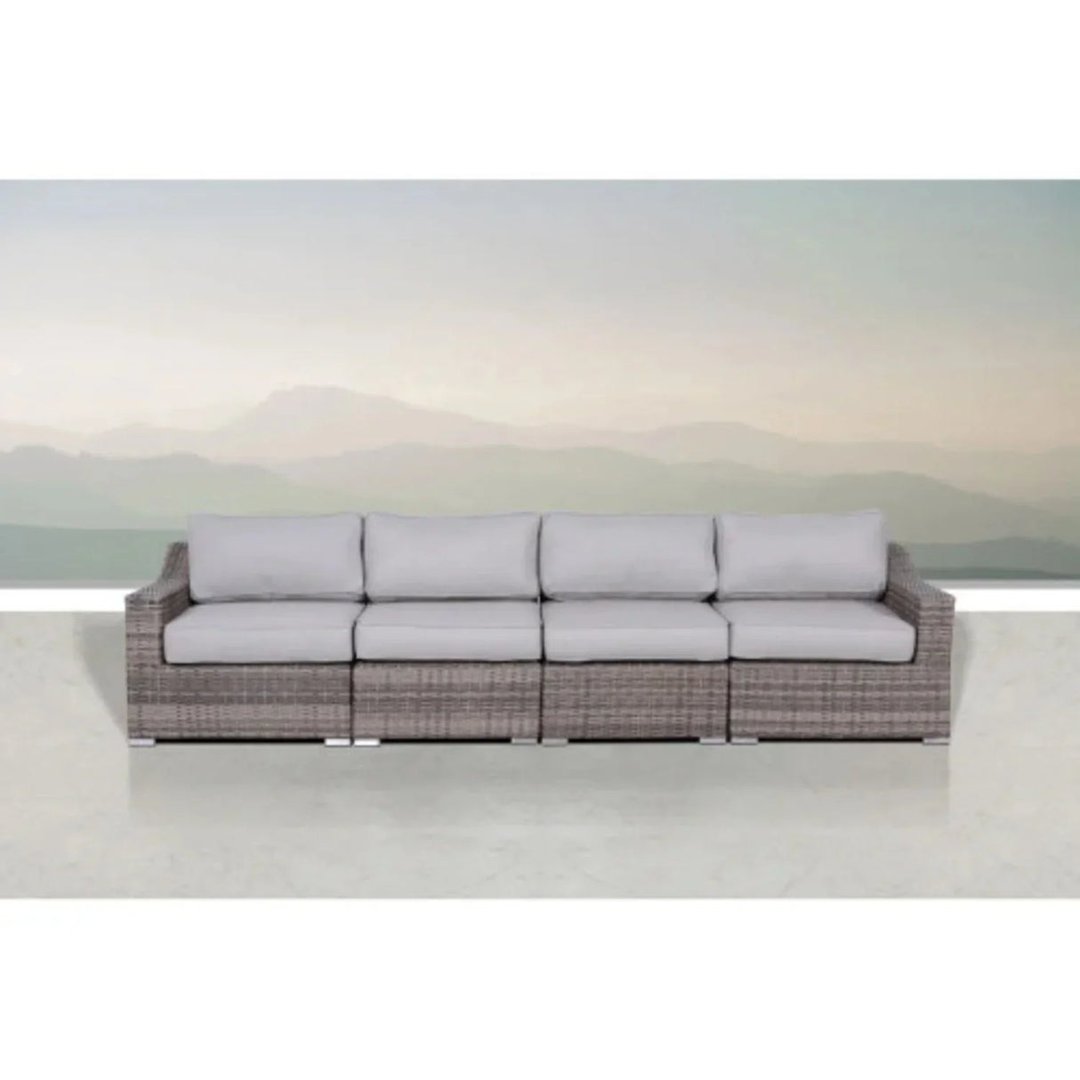 Contemporary Outdoor Rattan Wicker Sectional Seating Group With Cushions - Furniture Home Direct