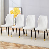 4 Modern Dining Chairs With Stylish Patterned Backrest And Metal Legs - Furniture Home Direct