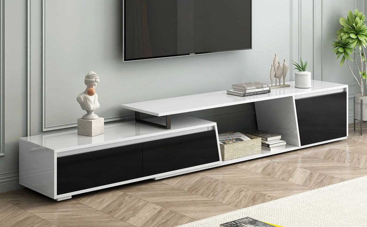 Minimalist Rectangle Extendable TV Cabinet With 2 Drawers And 1 Cabinet - Furniture Home Direct
