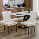 Nikki - Modern, High-End Tufted Solid Wood Contemporary Velvet Upholstered Dining Chair With Golden Stainless Steel Plating Legs, Nailhead Trim (Set of 2) - Furniture Home Direct