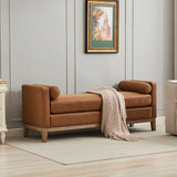 Elegant Upholstered Bench Daybed Ottoman With Bolster Pillows - Furniture Home Direct