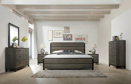 King Bedroom Set Modern Wood Dresser Mirror Nightstands Gray - Furniture Home Direct