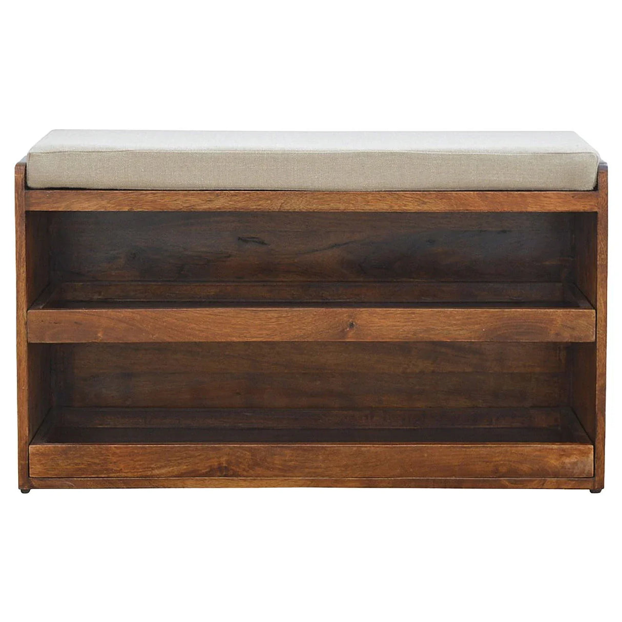 Pull Out Shoe Bench - Chestnut / Mud Linen - Furniture Home Direct