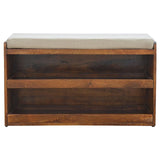 Pull Out Shoe Bench - Chestnut / Mud Linen - Furniture Home Direct