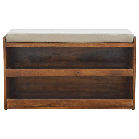 Pull Out Shoe Bench - Chestnut / Mud Linen - Furniture Home Direct