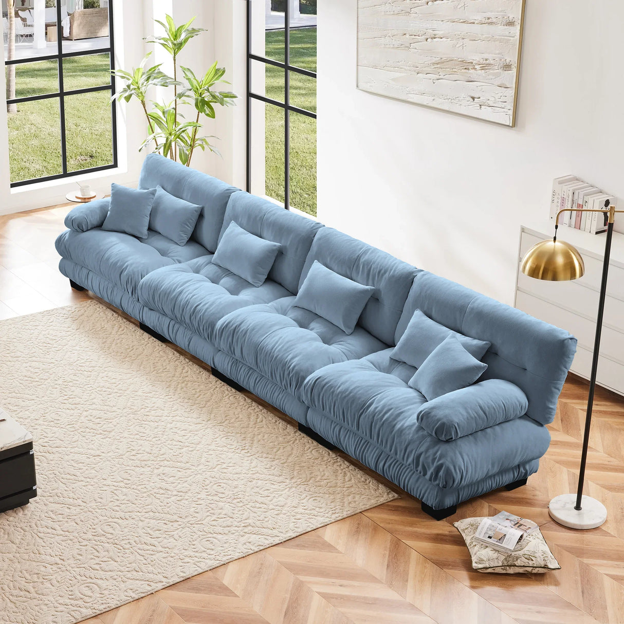 4-Seater Modular Chenille Sofa - Blue - Furniture Home Direct