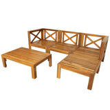 Outdoor 5-Piece Sectional Set with Cushions, Natural Finish+ Beige Cushions - Furniture Home Direct