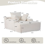 Oversized Chaise Lounge Chair Cozy Cloud Couch With 3 Throw Pillows And Wide Armrest - Furniture Home Direct
