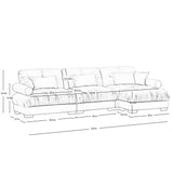 Modern Sectional Sofa With Ottoman, Round Bolster Armrests, Waist And Throw Pillows - Furniture Home Direct