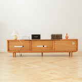 TV Cabinet With Chinese Changhong Glass Doors, Two Drawer Storage Space TV Standing - Cherry - Furniture Home Direct