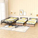 Triple Bunk Bed With Drawers, Multi-Functional Frame With Desks And Shelves In The Middle - Furniture Home Direct