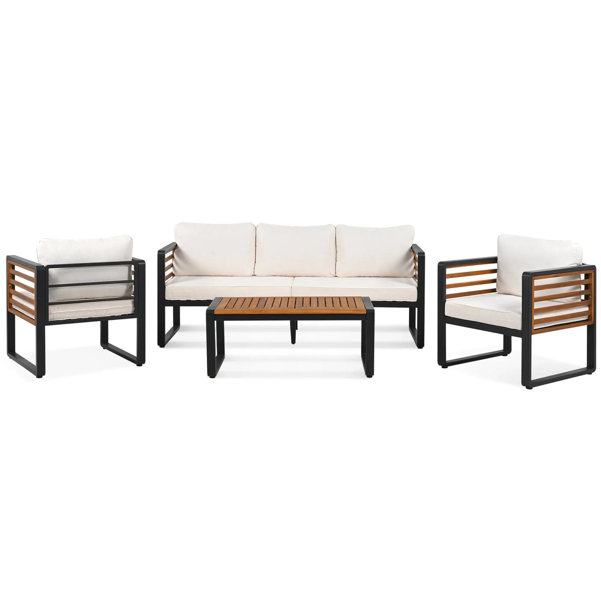 4 Piece Outdoor Conversation Set - Beige - Furniture Home Direct