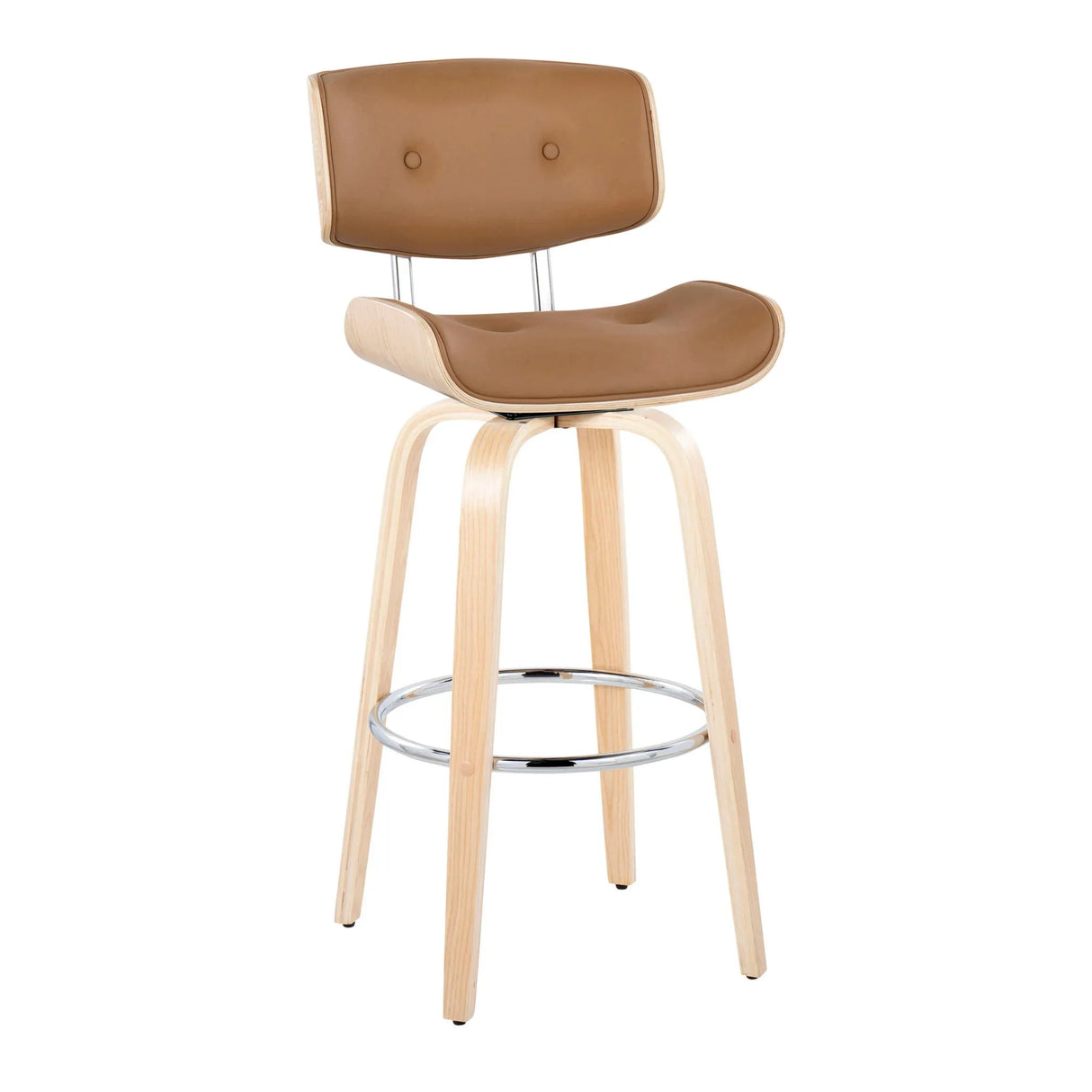Lombardi - Mid Century Modern Fixed Height Barstool With Swivel With Round Footrest (Set of 2) - Furniture Home Direct