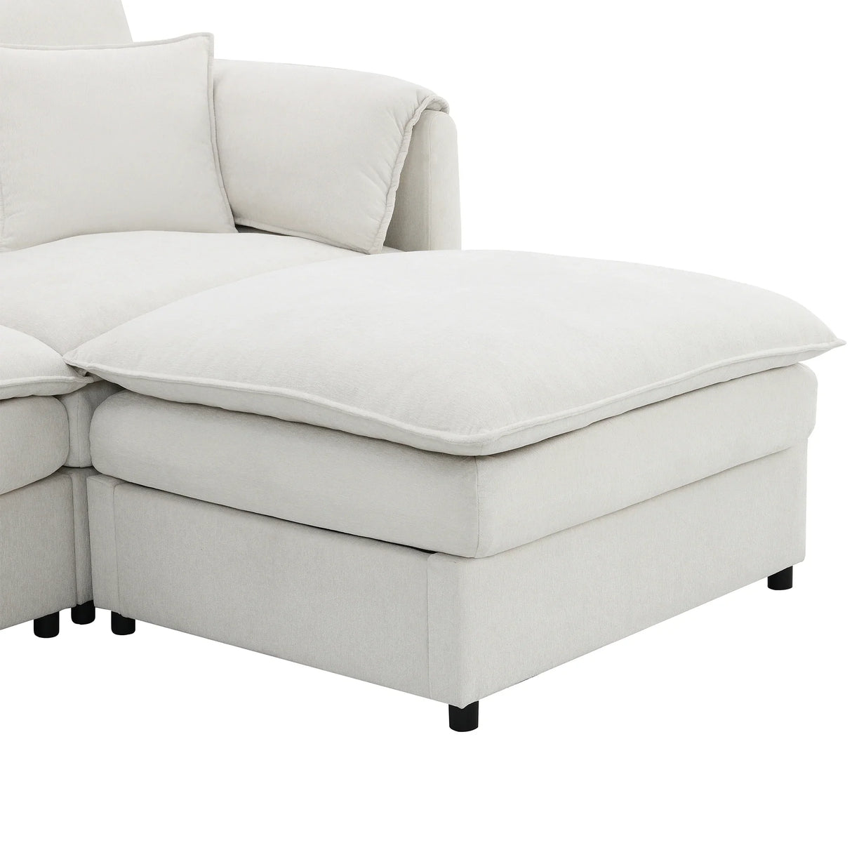 Sectional Sofa Chenille L Shaped Living Room Comfort Cream - Furniture Home Direct