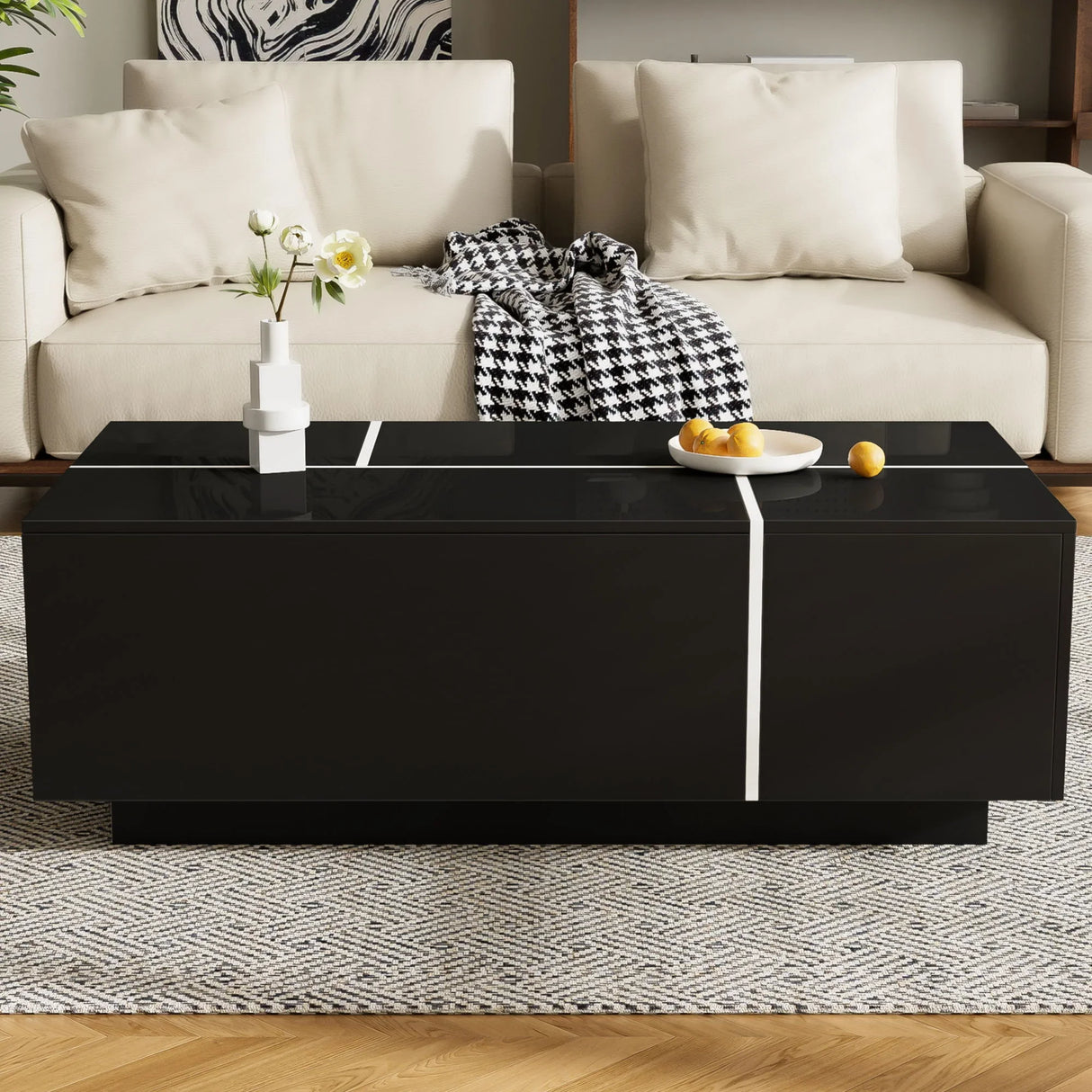 Extendable Coffee Table With 2 Hidden Storage Space And 2 Drawers For Living Room - Furniture Home Direct