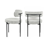 Burbank - Modern Round Boucle Dining Chairs (Set of 2) - Black / White - Furniture Home Direct