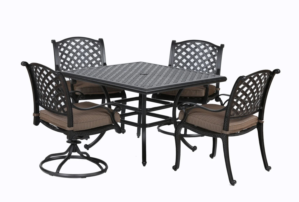 Square 4 Person 43.19" Long Aluminum Dining Set With Cushions - Furniture Home Direct