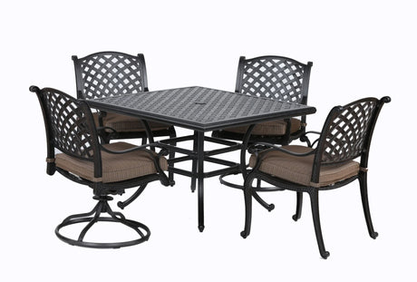 Square 4 Person 43.19" Long Aluminum Dining Set With Cushions - Furniture Home Direct