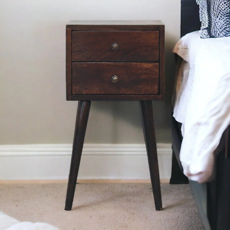 Mini 2 Drawer Nightstand - Walnut - Furniture Home Direct