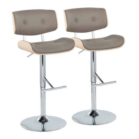 Lombardi - Contemporary Adjustable Barstool With Swivel With Straight T Footrest (Set of 2) - Furniture Home Direct