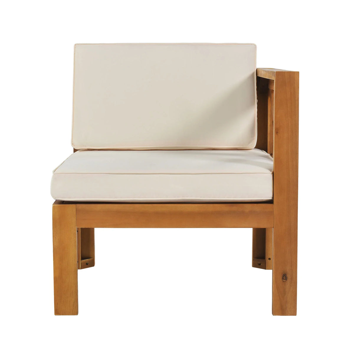 Outdoor 5-Piece Sectional Set with Cushions, Natural Finish+ Beige Cushions - Furniture Home Direct