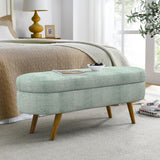 Modern Ottoman Oval Storage Bench With Rubber Wood Legs - Furniture Home Direct